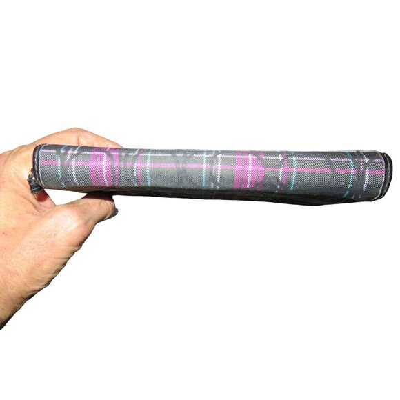 COACH Poppy Madras Tartan Plaid Signature C Canvas  Wallet Black Pink Blue - Picture 6 of 11